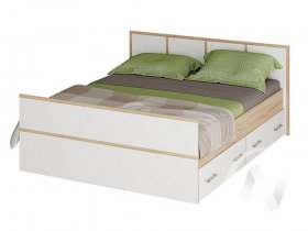 Двуспальная кровать 1,4м Сакура (дуб сонома/белый) в Нюрбе - nyurba.mebel-nsk.ru | фото