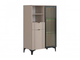 Комод 2 со стеклом Рич (кашемир/фрапучино матовый/черный) в Нюрбе - nyurba.mebel-nsk.ru | фото