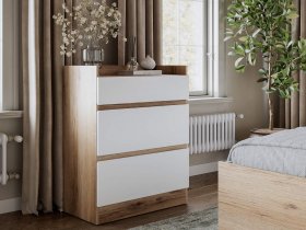 Комод 3 ящика Брауни (дуб делано/белый) в Нюрбе - nyurba.mebel-nsk.ru | фото