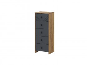 Комод 5ящ. Байкал (дуб крафт золотой/графит) в Нюрбе - nyurba.mebel-nsk.ru | фото