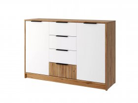 Комод КМ-002 Ивис (дуб крафт золотой/белый) в Нюрбе - nyurba.mebel-nsk.ru | фото