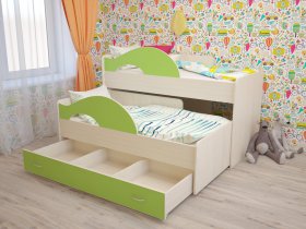 Кровать детская двухуровневая Радуга 80*160 в Нюрбе - nyurba.mebel-nsk.ru | фото