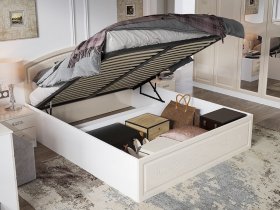 Кровать двуспальная 1,6 м Венеция КРМП-160 с подъемным механизмом в Нюрбе - nyurba.mebel-nsk.ru | фото