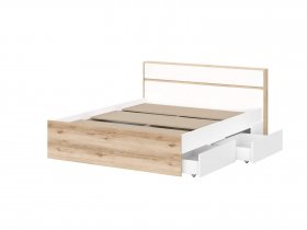 Кровать двуспальная 1,6м Брауни (дуб делано/белый) в Нюрбе - nyurba.mebel-nsk.ru | фото