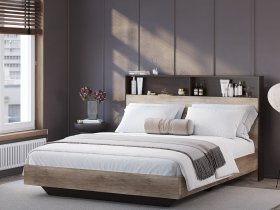 Кровать двуспальная 1,6м КР-16 Энигма (венге/дуб каньон) в Нюрбе - nyurba.mebel-nsk.ru | фото