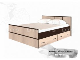 Кровать двуспальная с ящиками 1,4м Сакура (BTS) в Нюрбе - nyurba.mebel-nsk.ru | фото