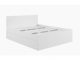 Кровать двуспальная с ящиками 1,6м Мадера-М1600 (белый) в Нюрбе - nyurba.mebel-nsk.ru | фото