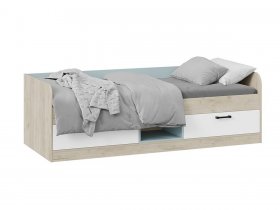 Кровать комбинированная «Оливер» Тип 1 401.003.000 (дуб крафт серый/белый/серо-голубой) в Нюрбе - nyurba.mebel-nsk.ru | фото