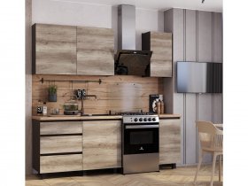 Кухонный гарнитур Энигма 1,6м (венге/дуб каньон) в Нюрбе - nyurba.mebel-nsk.ru | фото