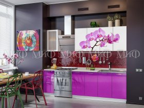 Кухонный гарнитур Орхидея (фиолетовый) в Нюрбе - nyurba.mebel-nsk.ru | фото