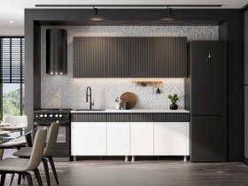 Кухонный гарнитур София (2,0м) (бланж/графит матовый) в Нюрбе - nyurba.mebel-nsk.ru | фото
