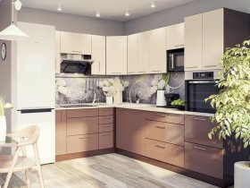 Модульная кухня Классика (ваниль/шоколад) в Нюрбе - nyurba.mebel-nsk.ru | фото