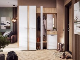 Модульная прихожая Санса (дуб сонома/белый) в Нюрбе - nyurba.mebel-nsk.ru | фото