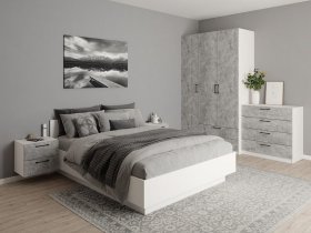 Модульная спальня Гамма (белый/цемент) в Нюрбе - nyurba.mebel-nsk.ru | фото
