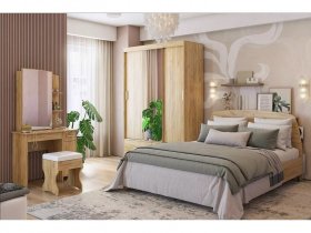 Модульная спальня Виктория-1 (дуб крафт золотой) в Нюрбе - nyurba.mebel-nsk.ru | фото