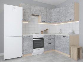 Модульная угловая кухня 1,4м*2,1м Лада (цемент) в Нюрбе - nyurba.mebel-nsk.ru | фото