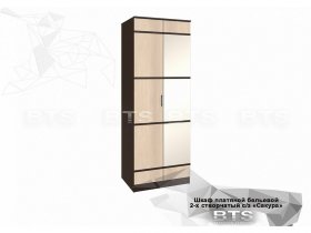 Шкаф двухстворчатый с зеркалом платяной-бельевой Сакура (BTS) в Нюрбе - nyurba.mebel-nsk.ru | фото