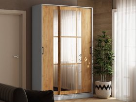 Шкаф-купе 1,4м «Стиль-2» (белый/дуб крафт золотой) в Нюрбе - nyurba.mebel-nsk.ru | фото