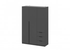 Шкаф трехстворчатый с ящиками ШК-22 (графит) в Нюрбе - nyurba.mebel-nsk.ru | фото