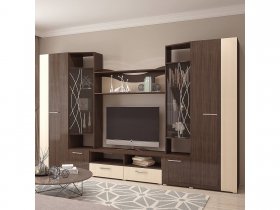Стенка Гамма (дуб венге/дуб молочный) в Нюрбе - nyurba.mebel-nsk.ru | фото