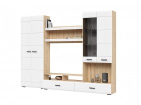 Стенка ГС-01 Либерти (дуб сонома/белый глянец) в Нюрбе - nyurba.mebel-nsk.ru | фото