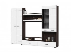 Стенка ГС-01 Либерти (венге/белый глянец) в Нюрбе - nyurba.mebel-nsk.ru | фото