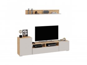 Стенка «Сильвия» (дуб крафт золотой/кашемир) в Нюрбе - nyurba.mebel-nsk.ru | фото