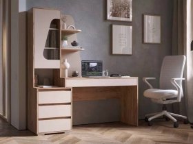 Стол компьютерный Пифагор (дуб вотан/кашемир) в Нюрбе - nyurba.mebel-nsk.ru | фото