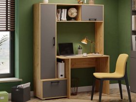 Стол письменный тип 15 (дуб крафт золотой/графит серый) в Нюрбе - nyurba.mebel-nsk.ru | фото