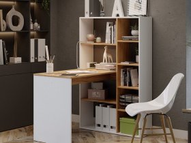 Стол письменный тип 16 (дуб крафт золотой/белый ясень) в Нюрбе - nyurba.mebel-nsk.ru | фото