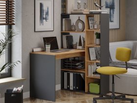 Стол письменный тип 16 (дуб крафт золотой/графит серый) в Нюрбе - nyurba.mebel-nsk.ru | фото