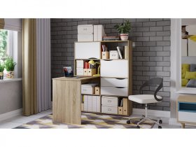 Стол письменный тип 7 (дуб сонома/белый ясень) в Нюрбе - nyurba.mebel-nsk.ru | фото