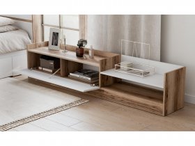 Тумба под ТВ Брауни (дуб делано/белый) в Нюрбе - nyurba.mebel-nsk.ru | фото