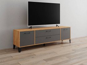 Тумба под ТВ Парус-13 (дуб крафт золотой/графит серый) в Нюрбе - nyurba.mebel-nsk.ru | фото
