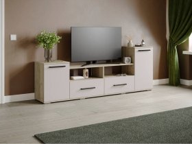 Тумба под ТВ Парус-2 (дуб крафт серый/кашемир) в Нюрбе - nyurba.mebel-nsk.ru | фото